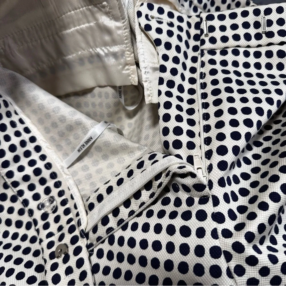 Navy Blue Polka Dot Dress Pants‎ Anne Klein Women's Size 10 White Office Casual - Picture 14 of 16